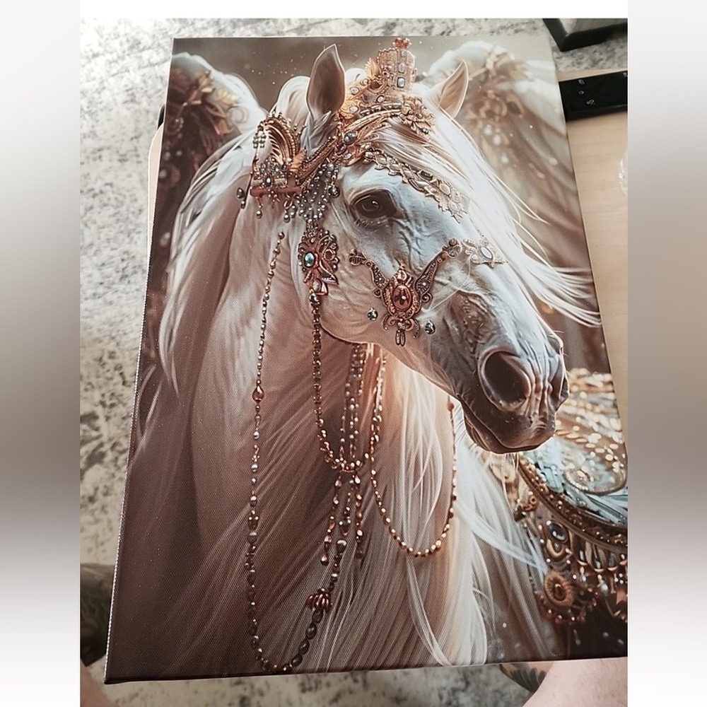 Elegant Bejeweled Horse Canvas Art